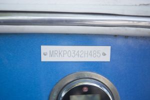 Hull identification number on a watercraft.