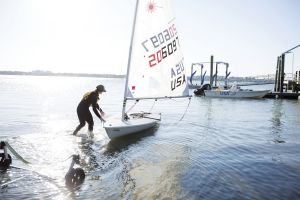 Sailing while wearing a properly fitting life vest in the Sand Key inlet in Clearwater Beach.