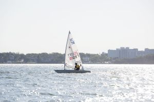 Sailing while wearing a properly fitting life vest in the Sand Key inlet in Clearwater Beach.