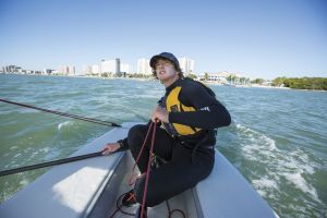 Sailing while wearing a properly fitting life vest in the Sand Key inlet in Clearwater Beach.