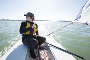 Sailing while wearing a properly fitting life vest in the Sand Key inlet in Clearwater Beach.