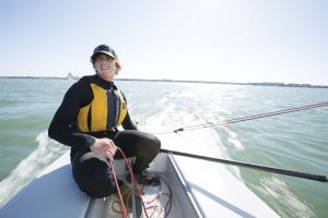 Sailing while wearing a properly fitting life vest in the Sand Key inlet in Clearwater Beach.